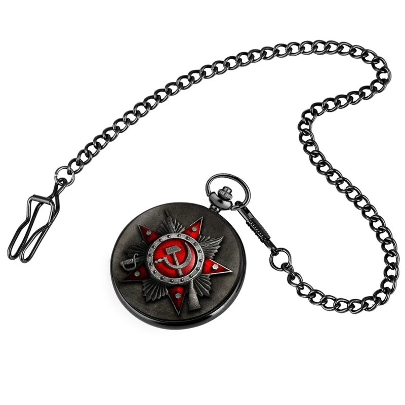 

Retro Russia Soviet Union Badge Quartz Pocket Watch for Men Women Pendant Watches with Chain Ussr Clock Souvenir
