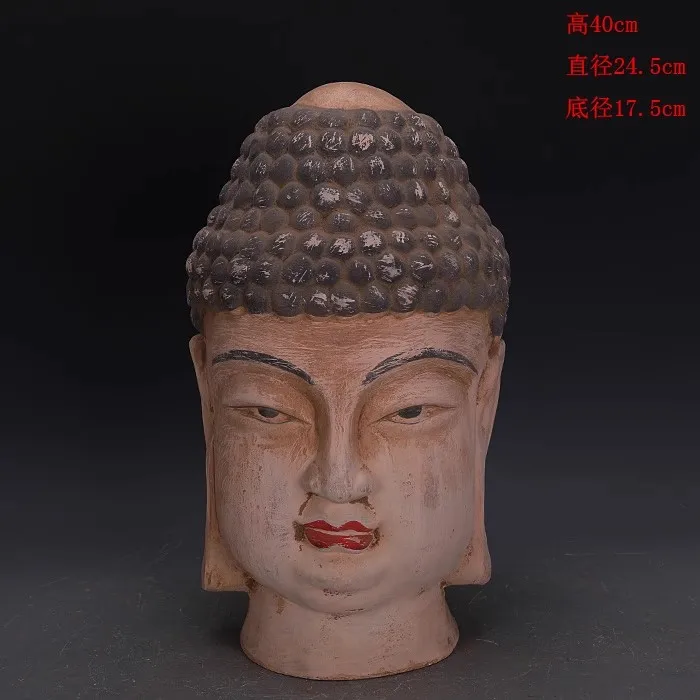 

Антикварная фарфоровая статуя ручной работы TangDynasty, керамическая скульптура, голова Будды, поделки, ручная роспись, 40 см, лучшая коллекция и украшение