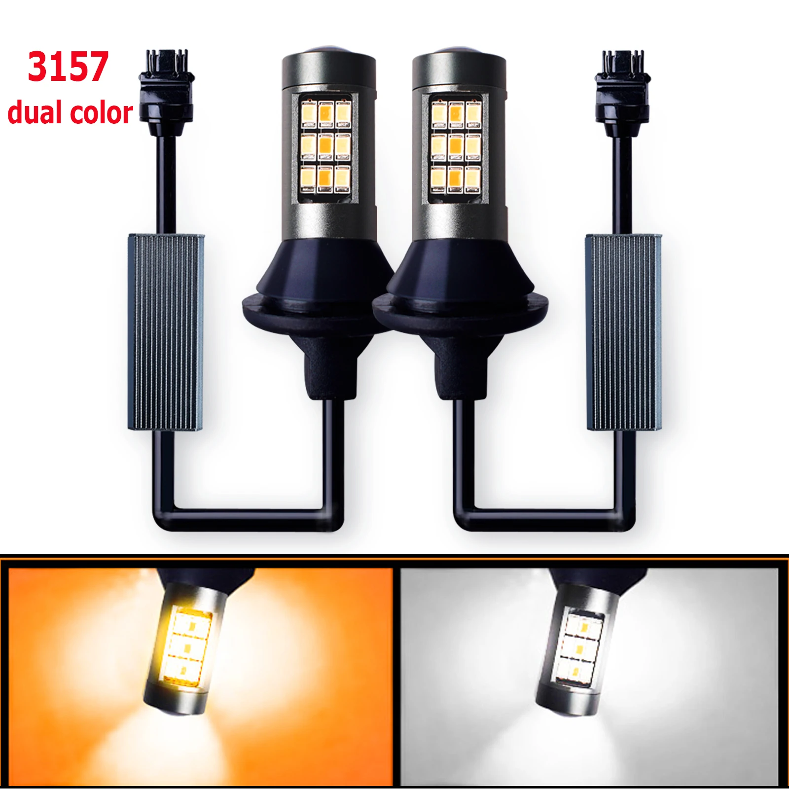 

2PCS Canbus Error Free LED Bulb PY21/5W BAY15D 3157 7443 Car Turn Signal Light DRL 12V White Amber Auto Lamp