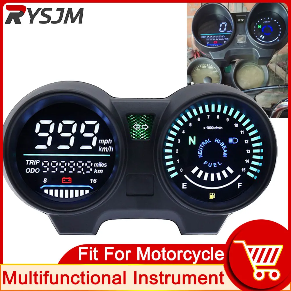 

tacometro Digital Speedometer Dashboard LED Electronics Motorcycle RPM Meter Fuel Level Gauge For Honda CG150 Fan150 2010 2012