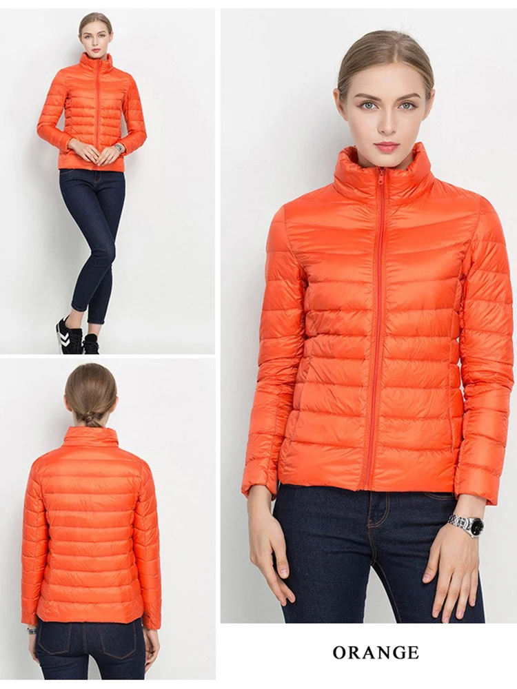 2022 Autumn Women Puffer Jacket 10 Colors Slim Short Warm White Duck Down Coat Female Ultra Light Fashion Jacket Outerwear 917