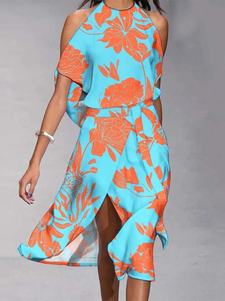 Женское платье с цветочным принтом повседневное элегантное миди в стиле бохо