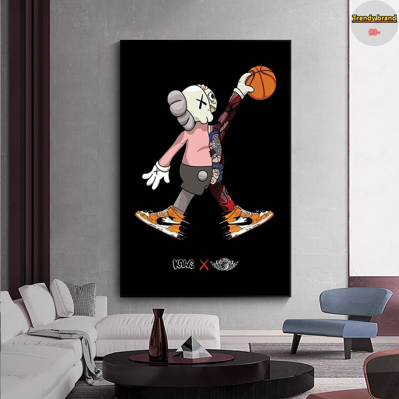 

Cartoon Doll Basketball Graffiti Canvas Painting Art Nordic Posters and Prints Wall Pictures for Living Room Decor Frameless