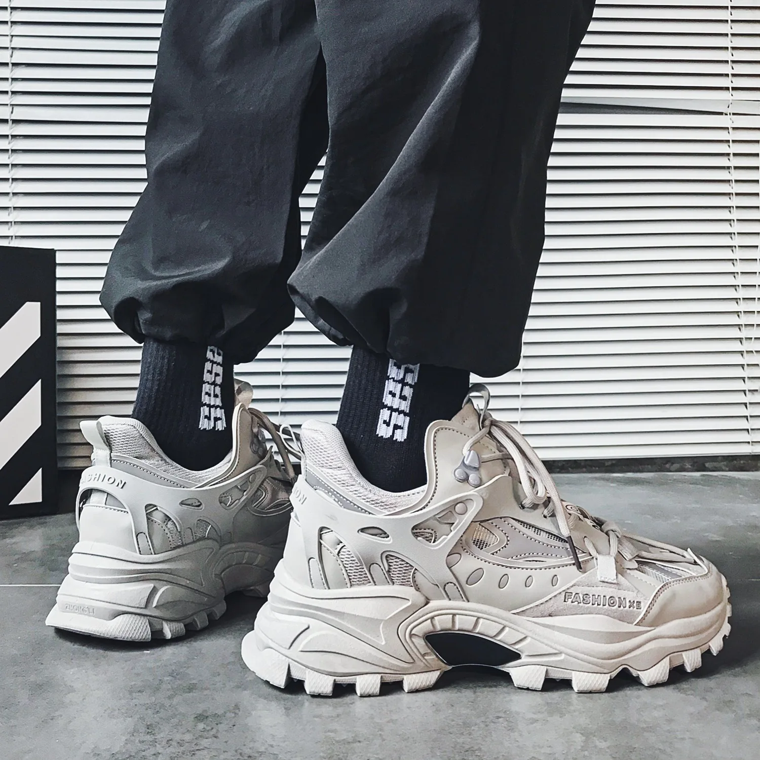 Высокие модные кроссовки RASMEUP мужские повседневная обувь на толстой подошве