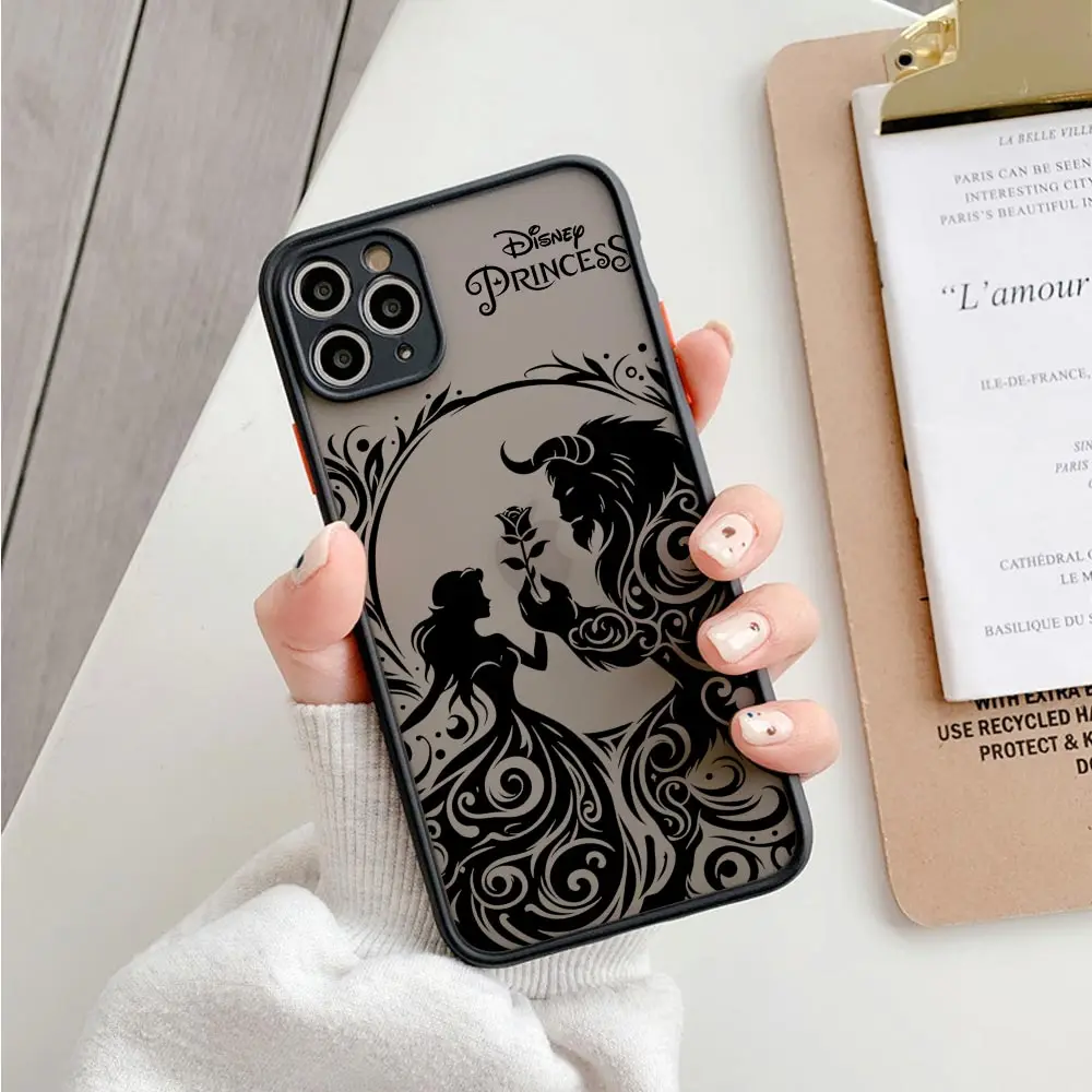 Фото Чехол Disney Princess Black Art Matte для iPhone 17E 17 16 16E 15 14 13 12 11 Pro Max 17Air 7 8 Plus XR XS, противоударный, бронированный №5