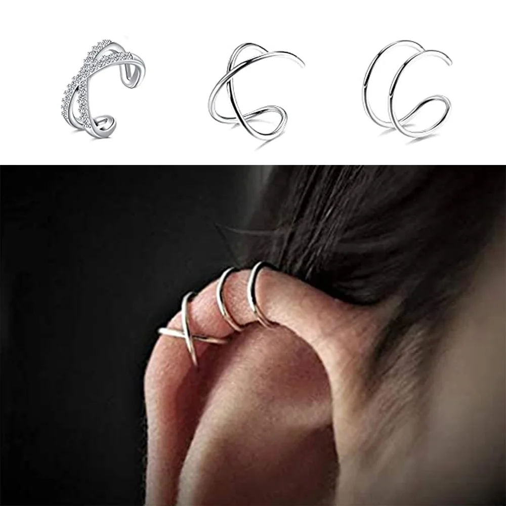 

Free Shipping 3PC Surgical Steel Ear Cuff Earrings Fake Piercing Helix Cartilage Cuff Earrings Jewelry for Women Man