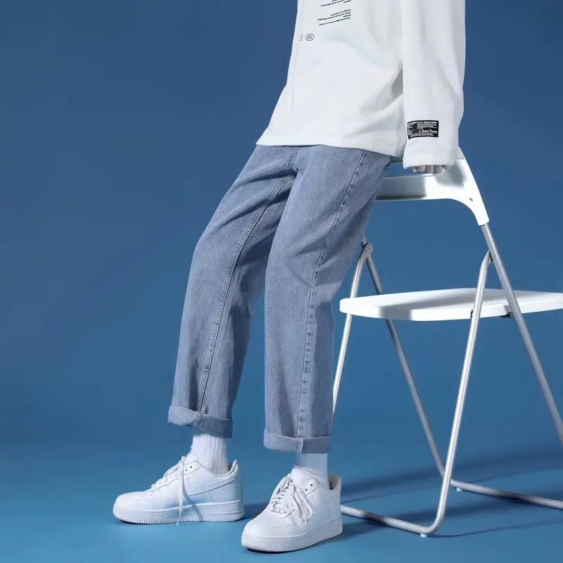 Men Jeans 2022 New Spring Streetwear Harajuku Loose Wide Leg Trousers Men Fashion Casual Y2K Hip Hop Korean Cotton Men Pants