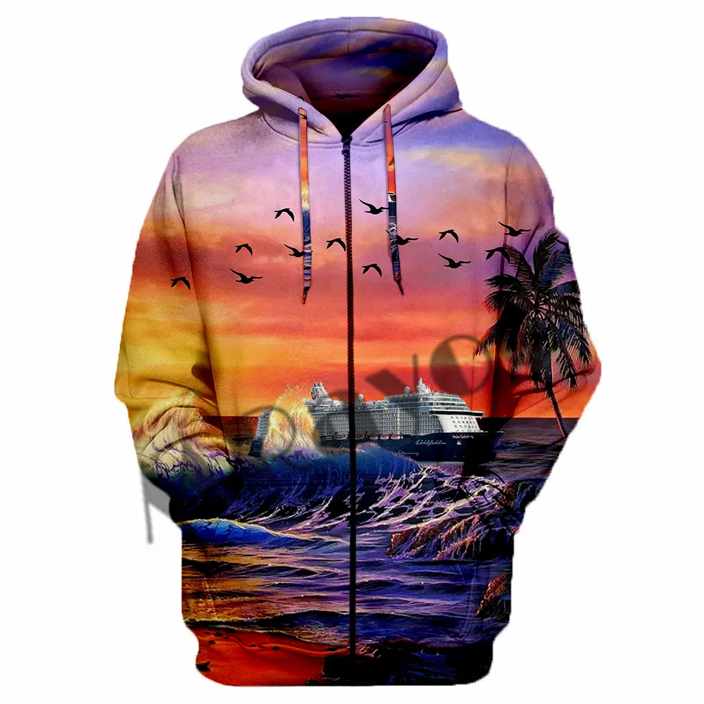 

Роскошная мужская куртка с 3D принтом круизного судна, Повседневная Уличная толстовка унисекс с капюшоном в стиле Харадзюку