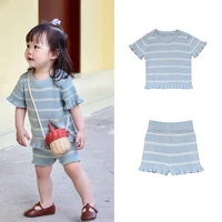 kids knit set 2022 summer children thin knitted top and shorts two piece outfits toddler girls clothes baby boy spanish clothing