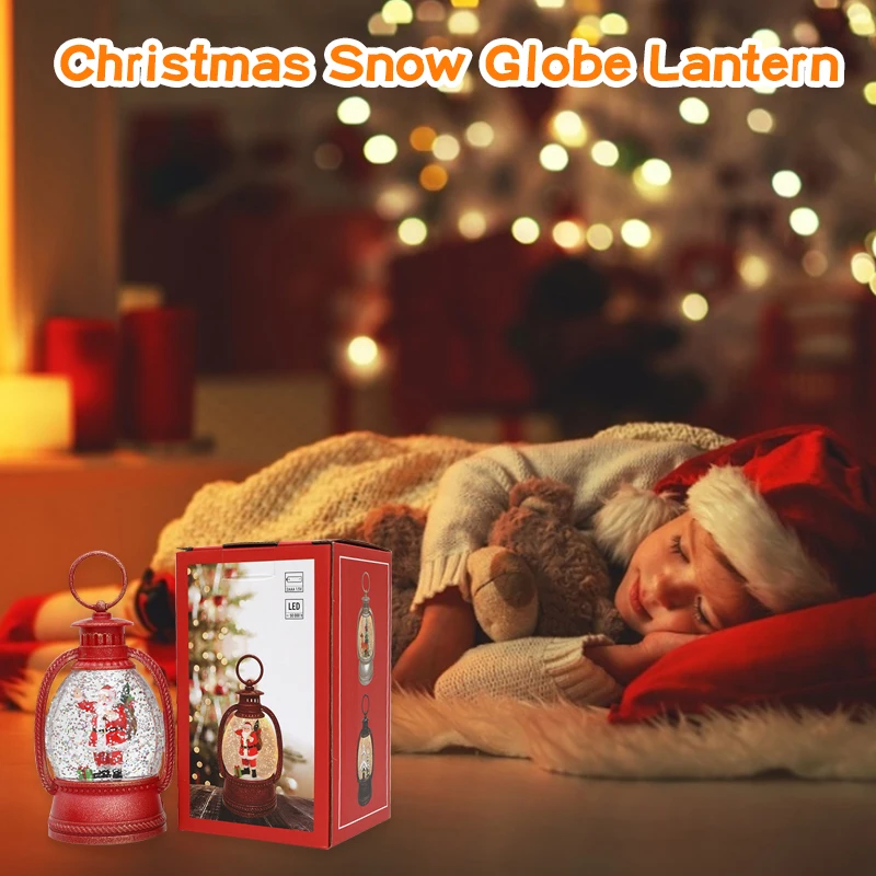 

Lighted Christmas Snow Globe Lantern Battery Operated LED Night Light with Hook Christmas Tree Ornaments Gift Ideas Family Gift