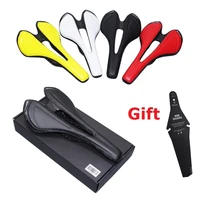 full carbon fiber leather road mountain bike saddle carbon fiber bicycle seat cushions black white red bicycle parts