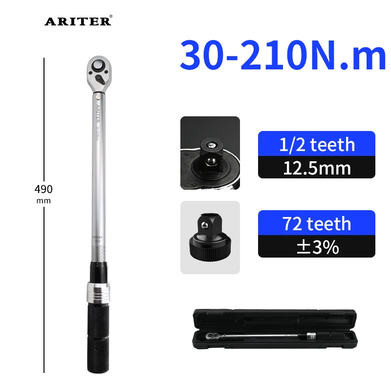

Динамометрический ключ ARITER 1/2" 3/8" 1/4", 72 зуба