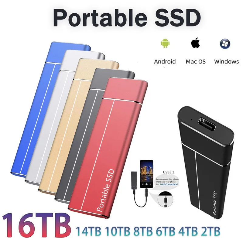 

2022 Hot Sale Mini 8TB 4TB 2TB SSD High Speed Hard Disk External M.2 Solid State Disk Mass Storage USB 3.1 Type-C Interface