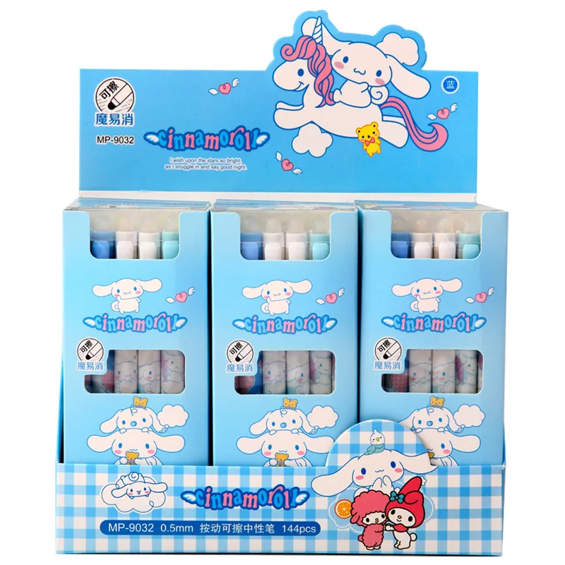 

12pcs Sanrio Hellokitty Cinnamoroll kawaii Erasable Press Pen Blue Friction Easy To Erase Blue Gel Pen Pupils 0.5 High Value