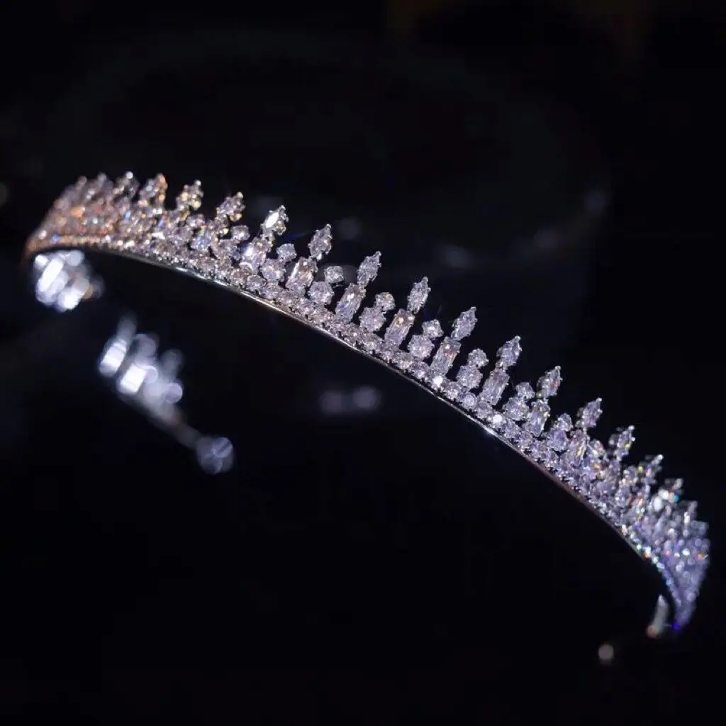 

Cute CZ Zircon Crystals Wedding Tiaras Headpices Sparkling Bridal Headbands Brides Hair Accessories Evening Head Wear