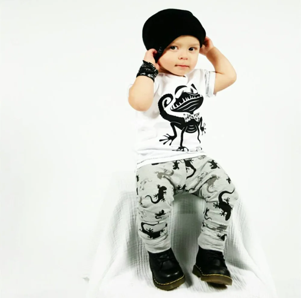 2021 New Fashion baby clothing set boy clothes short-sleeved Cartoon gecko newborn toddler 2pcs/suit |