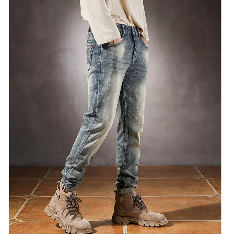 Men Clothing 2022 New Style Blue Straight Large Jeans Self-cultivation Vintage Comfortable Pencil Pants Women Autumn and Winter