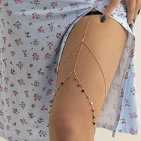bohemian elastic band thigh leg body chain for women summer beach tassel candy small heart pendant y2k jewelry dress decorate