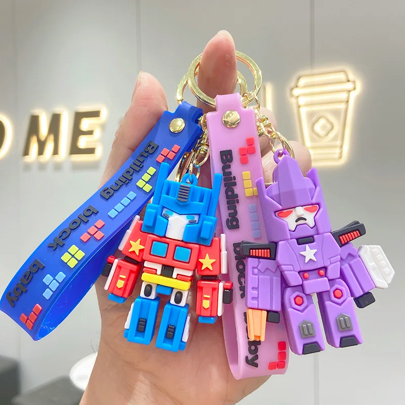 

Cartoon Autobots Keychain Cartoon Cute Robot Doll Keyring Couple Bag Ornament Key Chain Car Pendant Accessories Kids Gift
