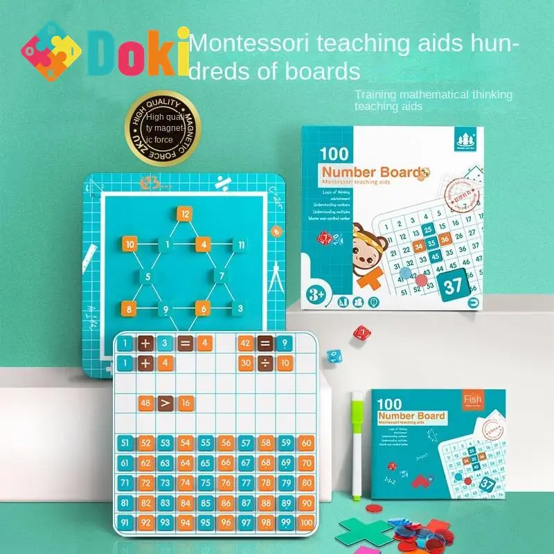 

Магнитная доска DokiToy, сотни чисел для детского сада 1-100, расчетные учебные пособия, детские игрушки, пазлы для раннего развития детей