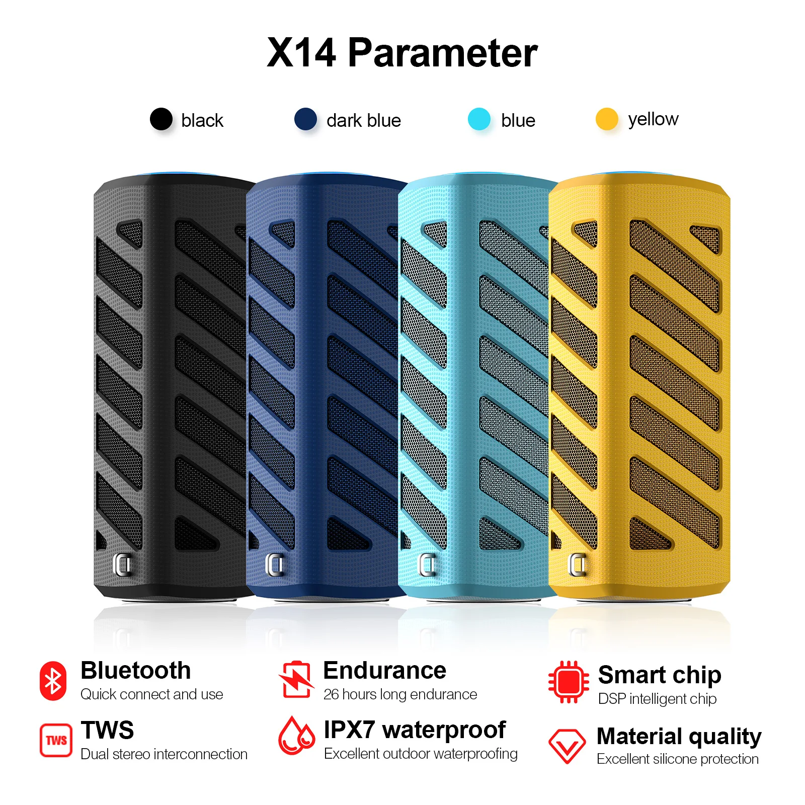 Водонепроницаемый пылезащитный портативный беспроводной Bluetooth динамик