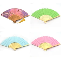 hand fan embroidered flower fabric fan color paper fan chinese silk fans handheld fan folding fan for performing props wedding