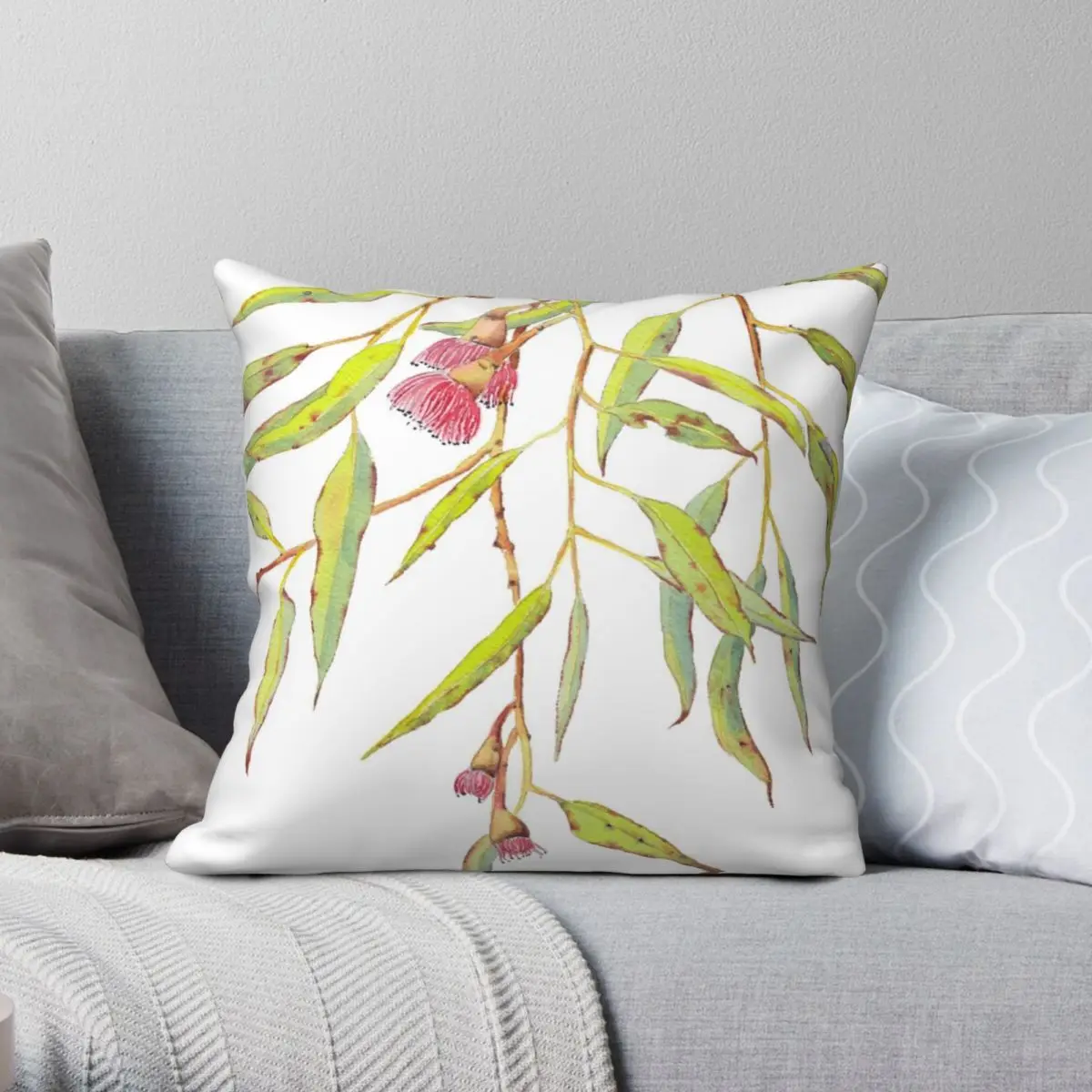 

Flowering Eucalyptus Tree Square Pillowcase Polyester Linen Velvet Pattern Zip Decor Throw Pillow Case Sofa Cushion Cover