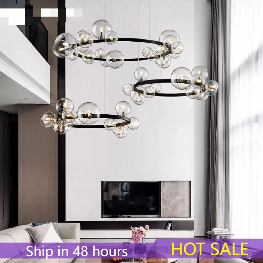 

Nordic LED Chandeliers Transparent Glass Living room Dining room Hanglamp Luminaire Suspension 110/220V Cord Pendant Loft Deco