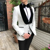 slim fit male suit black lapel tailor made wedding suits for men groom tuxedo 3 pieces best man prom suits blazerpantsvest