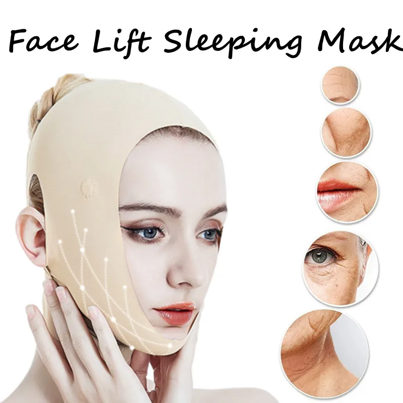 50Pcs 3D Reusable Breathable Beauty Women Anti Wrinkle Slimming Bandage V Shaper Full Face Lift Sleeping Mask