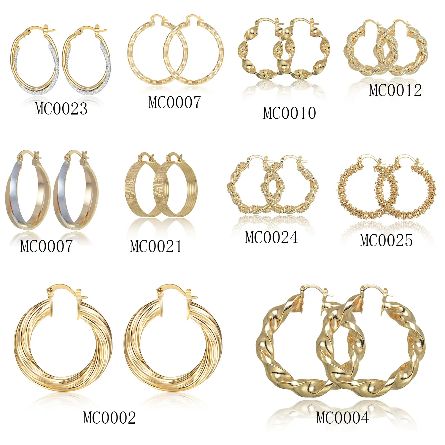 10 пар 18-каратных позолоченных медных серег-кольца для официальной местности