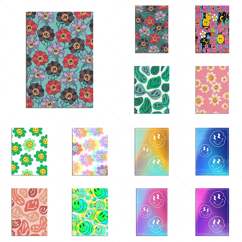 

Psychedelic Smiley Print, Cute Sunflower, Retro 70's, Gradient Aesthetic Funky Poster, Groovy Hippie Ornament Vibrant