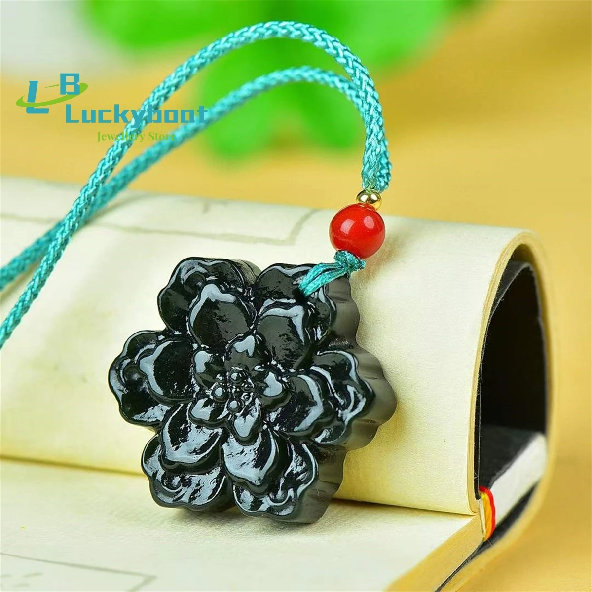 

Natural Hotan Jade Auspicious Flower Pendant Simple and Elegant Personality Fine Fashion Versatile for Men and Women