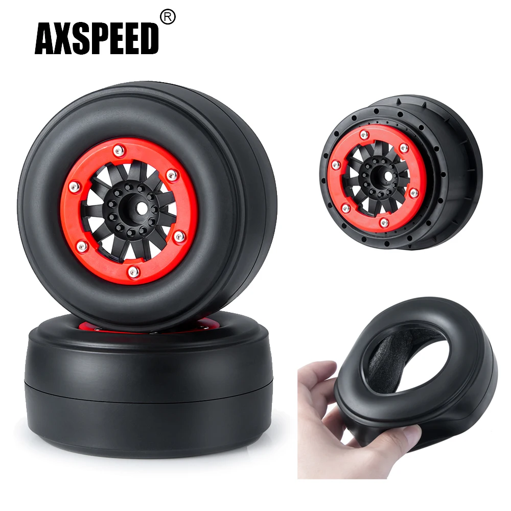 

AXSPEED 2Pcs Rear Plastic Wheel Rubber Tires Set 105*48mm for 22S 1/10 No-prep Drag Racing RC Car Short Course Slash