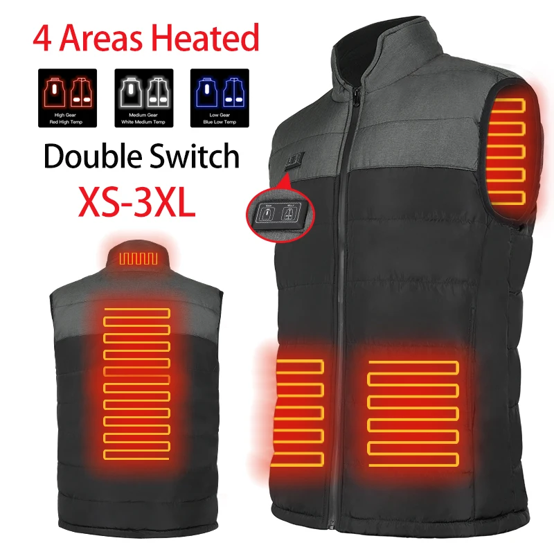 

Мужская осенне-зимняя умная жилетка из хлопка с подогревом, 4 местности, стандартный воротник с подогревом, женская уличная Гибкая теплая зи...