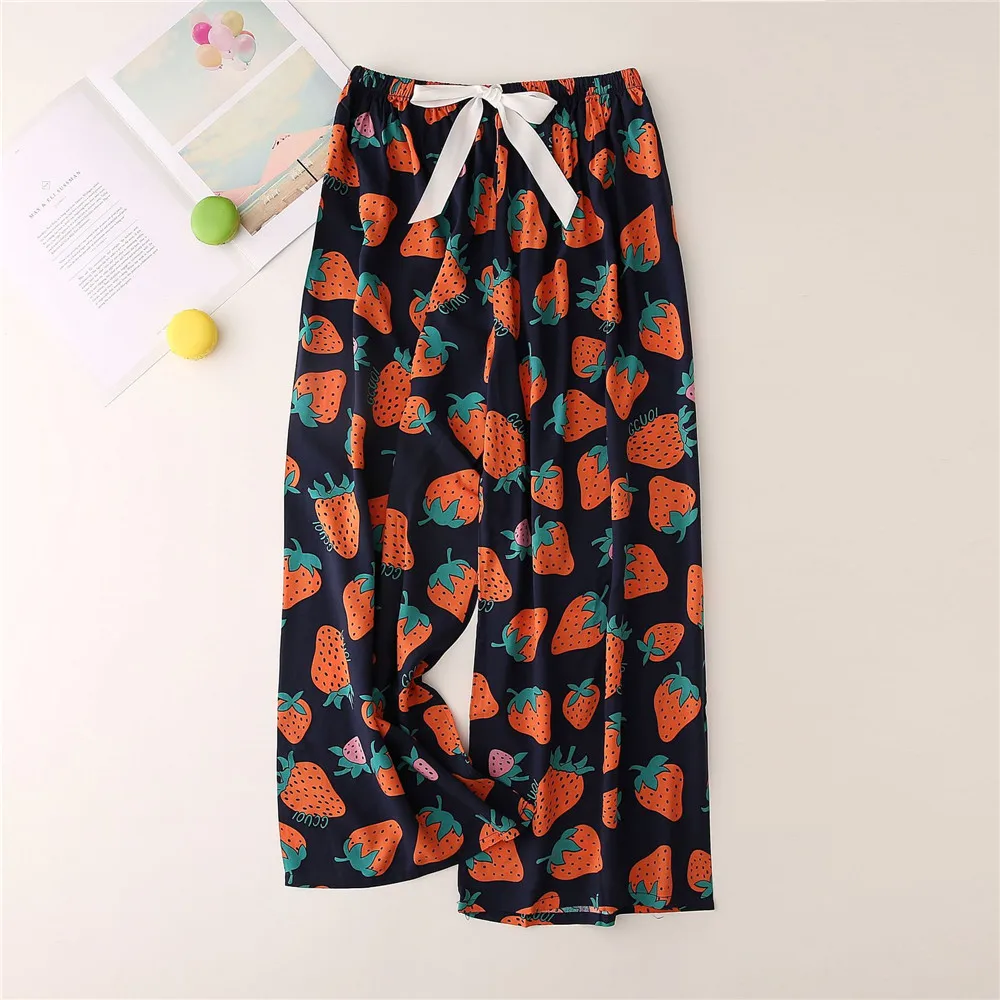 

Lounge Loose Pants 2022 Printed Sleep Bottoms Wear Wear Pants Women Female Cotton Pajama Spring Summer Sleeping Calf-length Home