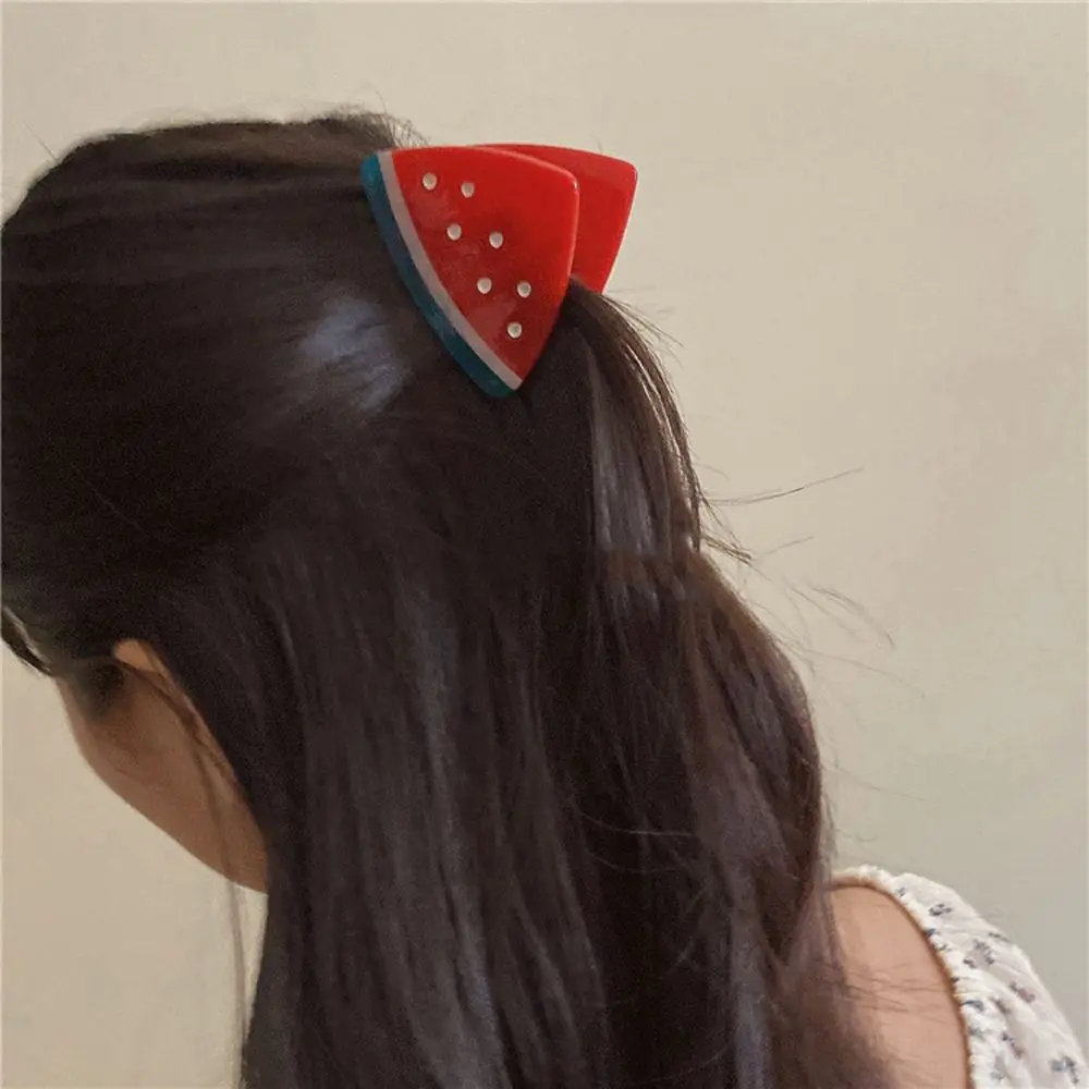 

Sweet Cute Panda Headwear For Girls Watermelon Acrylic Hairgrip Ponytail Holder Women Hair Claws Korean Shark Clip