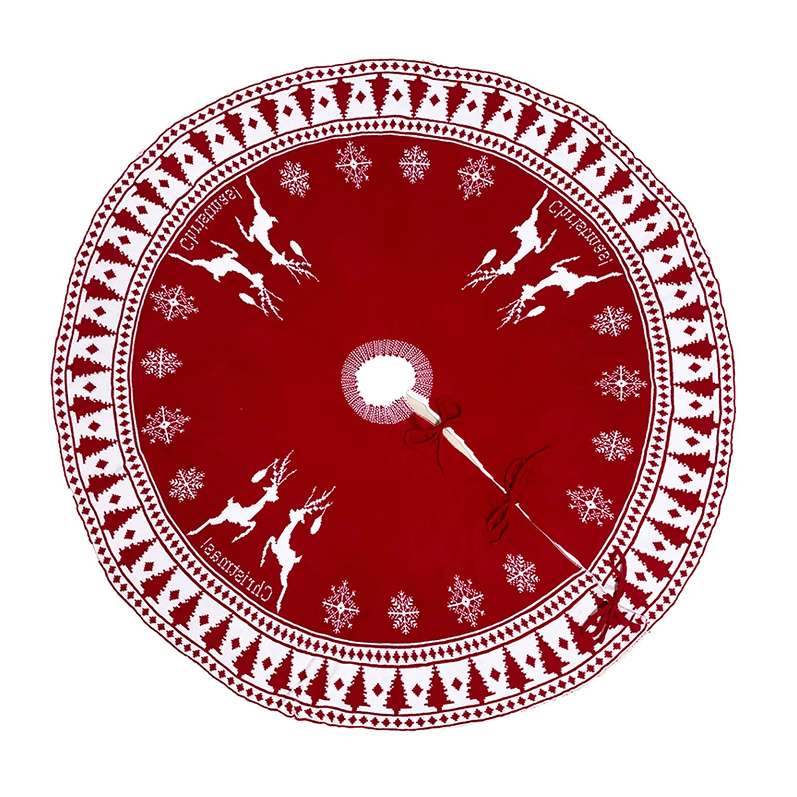 

Ornament Accessories Mat Christmas Tree Skirt Double Layers Holiday Decor Deer Printed Cartoon Atmosphere Family Party Blanket