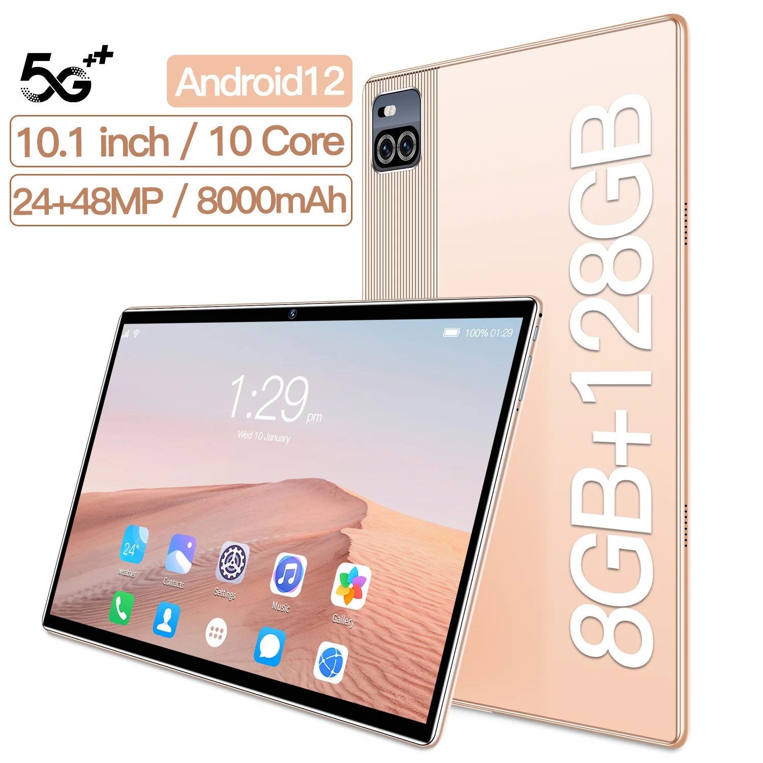 

10.1 Inch Tablet Android 12 X101 8GB+128GB Processor 8000mAh Google Play Office Global Version Mini Laptop WiFi Network 10 Core