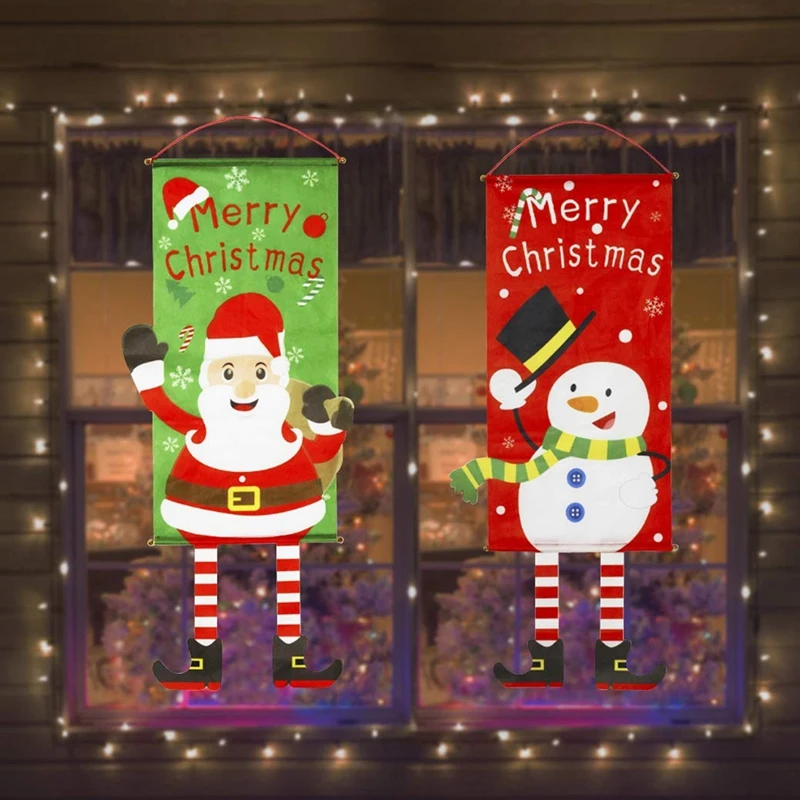 

Рождественский оконный знак, баннеры, Рождественский тканевый флаг, дверь, крыльцо, Декор, подвесное украшение, баннер Санта-Клаус, флаг