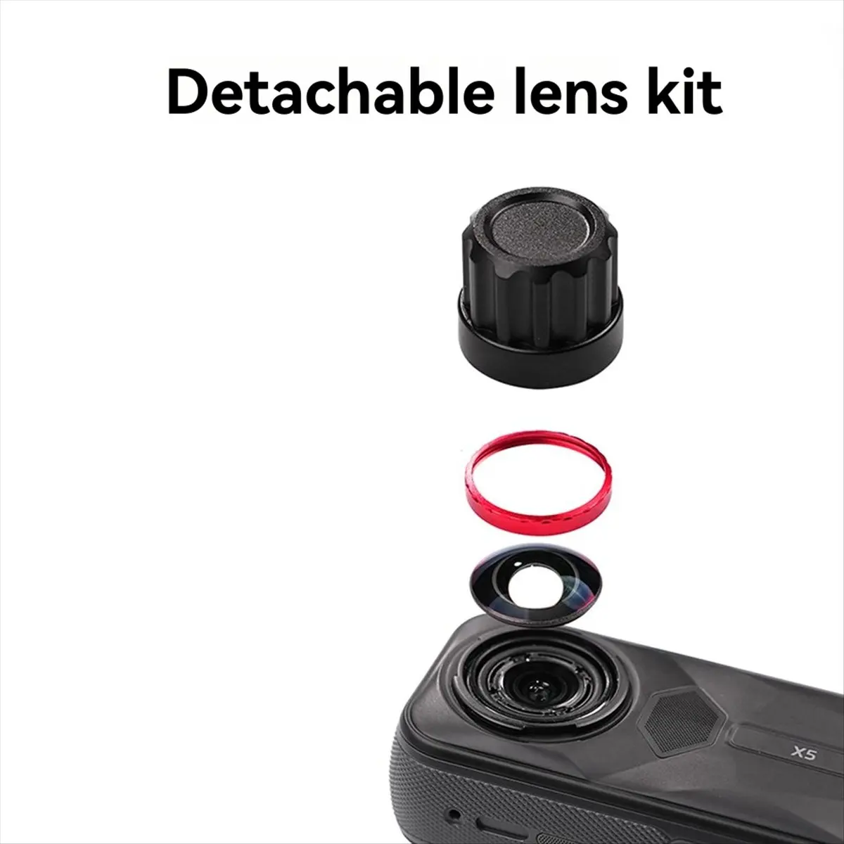 (A03R) Сменный объектив для экшн-камеры Insta360 X5, комплект для самостоятельного ремонта, красный объектив, аксессуары для камеры для улучшенной фотографии (art.: 3920dbcd614d3) - 3920dbcd614d3