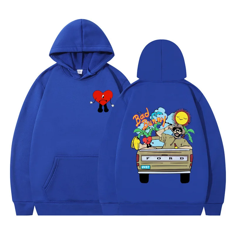 

Bad Bunny Cartoon Print Fashion Casual Hoodie for Men Autumn Keep Warm Long Sleeve Sportswear