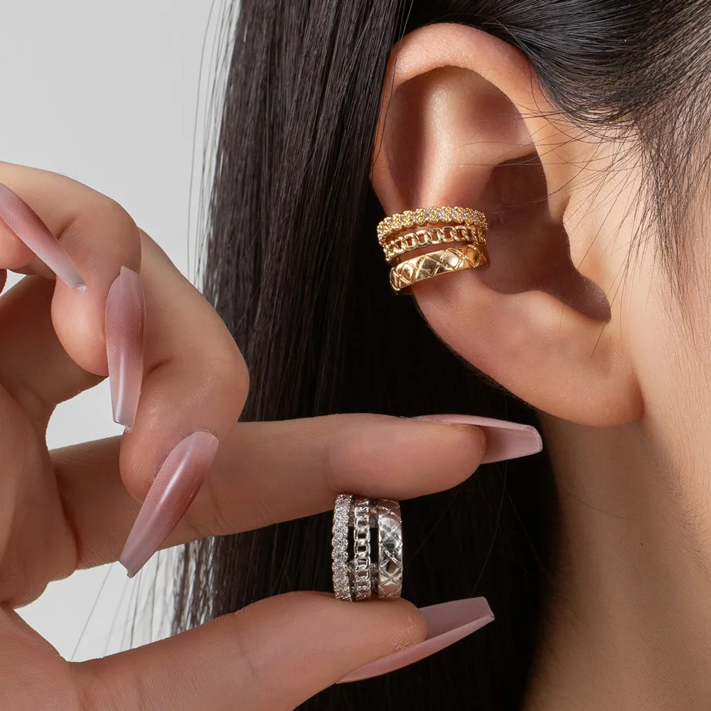 Клипсы-манжеты для ушей с фианитом