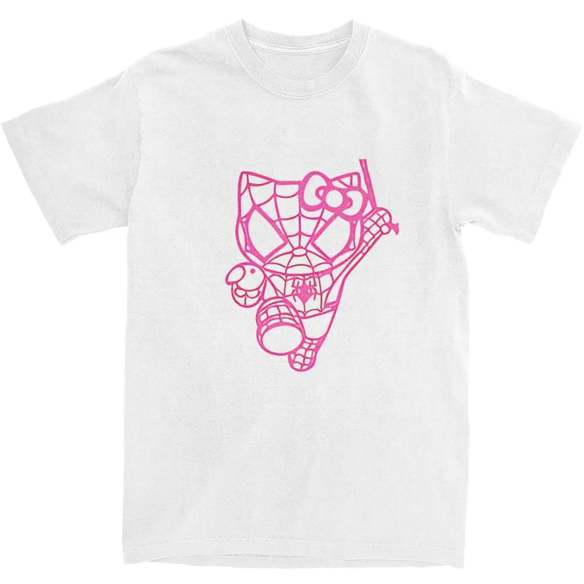 Розовая футболка Sanrio Hello Kitty с рисунком Человека-паука модные футболки короткими