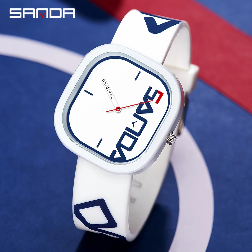 

SANDA Multicolor Minimalist New Men's Fashion Ultra Thin Silicone Women Quartz Watch Analog Sports Waterproof Clock Reloj Mujer