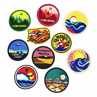 20pcslot luxury round embroidery patch letter clothing decoration mountain forest leave nature sea wave heat iron appliques