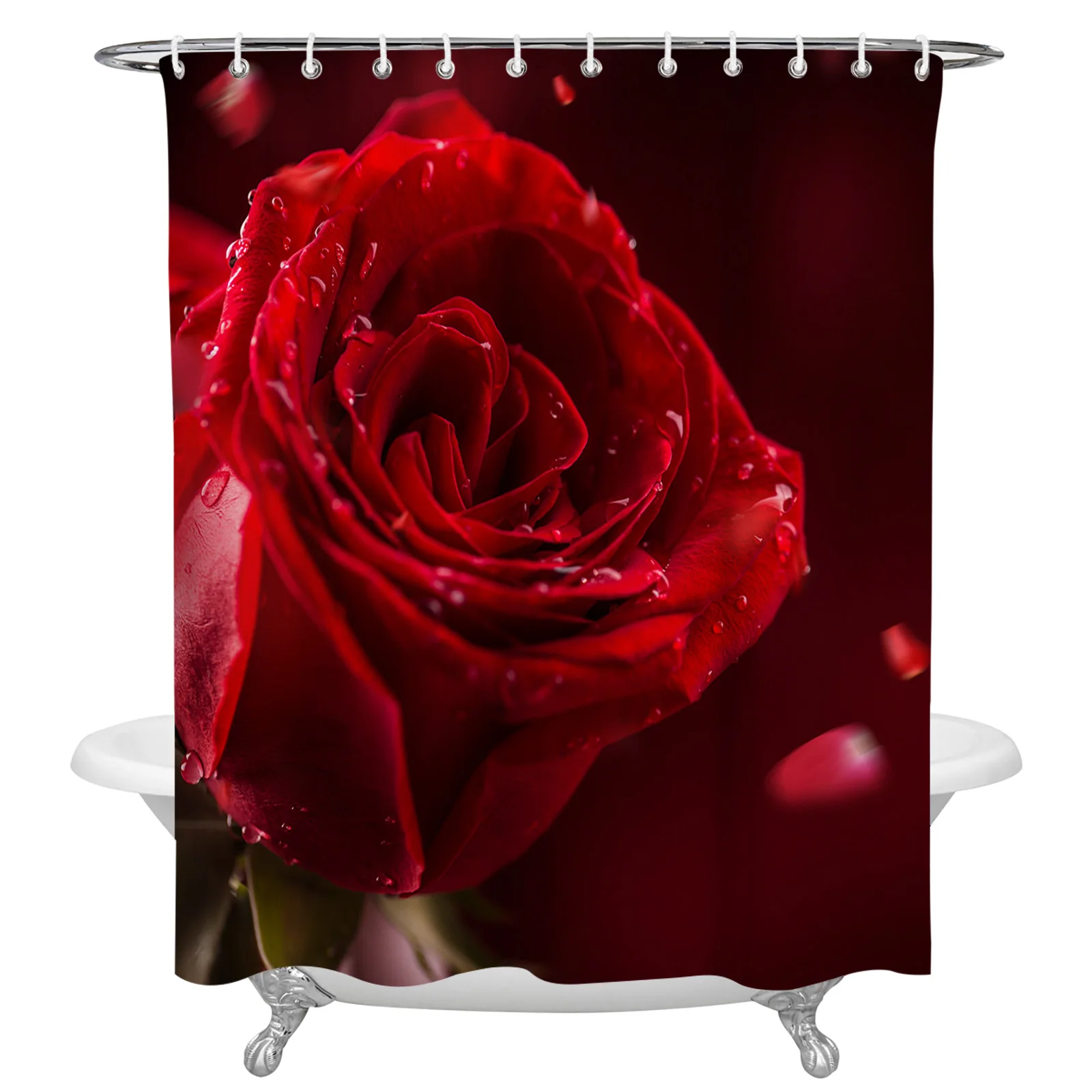 

Занавеска для душа в виде розы на День святого Валентина, с крючками, водонепроницаемая занавеска для ванной из полиэстера, домашний декор