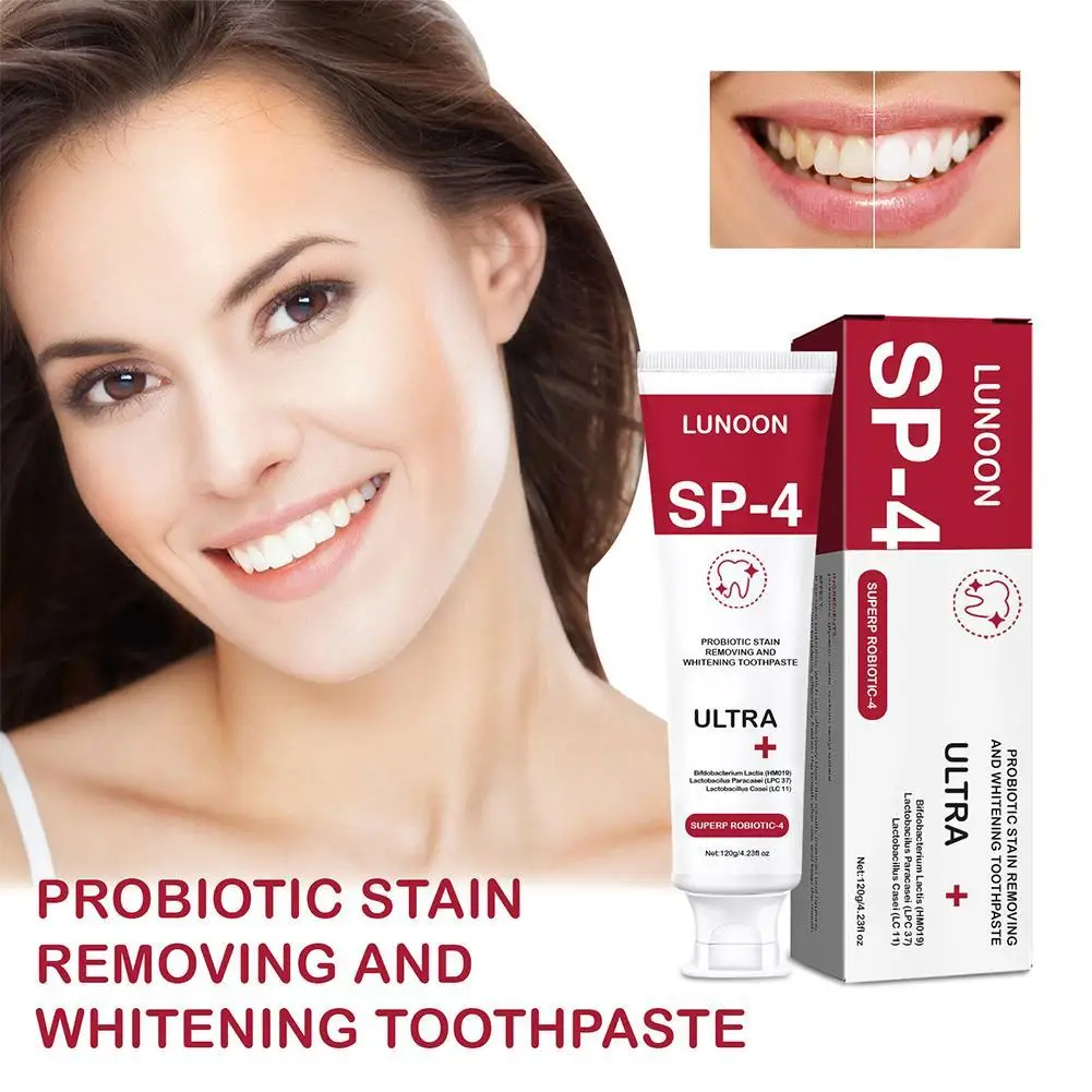 

120g Probiotic Whitening Stain Removal Toothpaste Brighten Teeth Fresh Breath Improve Yellow Teeth Family Pack For Men & Women