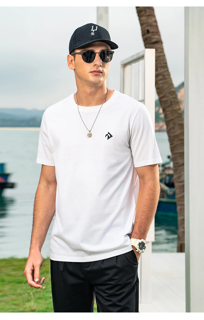 

YTX0011 Summer new geometric print cotton men's short-sleeved T-shirt