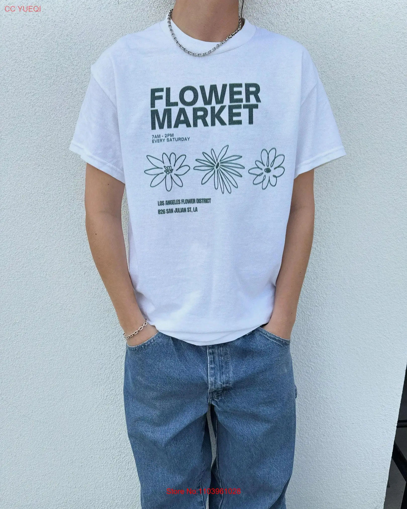 Футболка Los Angeles Flower Market из плотного хлопка Nature Club Flowers повседневная и